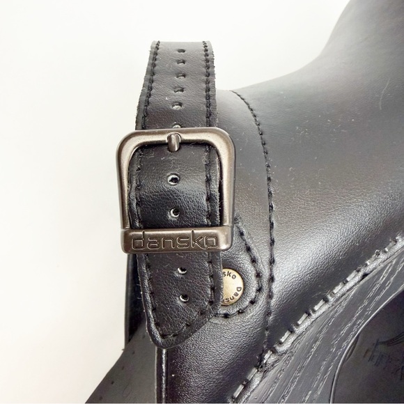 Dansko Ingrid Oiled Leather Clogs Slingback Adjustable Black - Picture 11 of 16